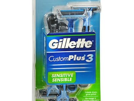 Gillette Customplus 3 Disposable Razors Sensitive 4 each By Gillette Cheap