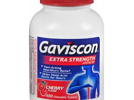 Gaviscon Extra Strength Antacid Chewable Tablets Cherry 100 tabs By Gaviscon Supply