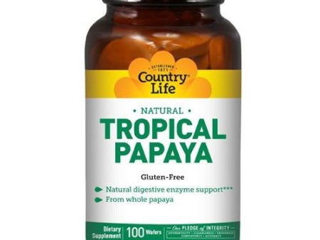 Papaya Chewable 200 Wafers By Country Life on Sale