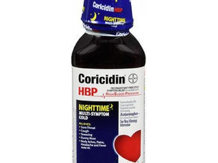 Coricidin HBP Nighttime Multi-Symptom Cold Liquid Cherry Flavored 12 oz By Coricidin Hbp Fashion