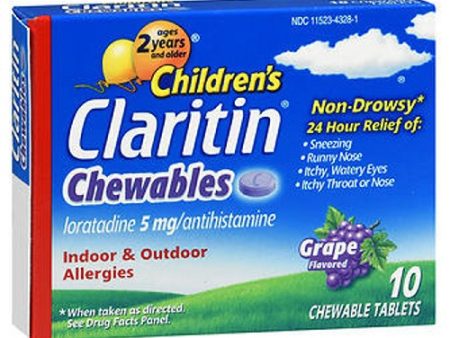 CLARITIN Children s 24 Hour Allergy Relief Chewable Tablets Grape Flavored 10 Tabs By Claritin Online now