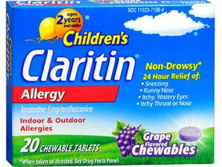 CLARITIN Children s 24 Hour Allergy Relief Chewable Tablets Grape Flavored 20 Tabs By Claritin Supply