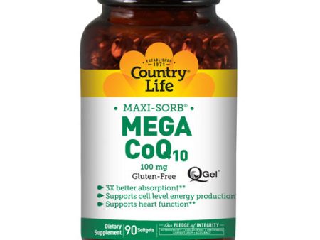 Maxi-Sorb CoQ10 Mega Q-Gel 90 Softgels By Country Life Cheap