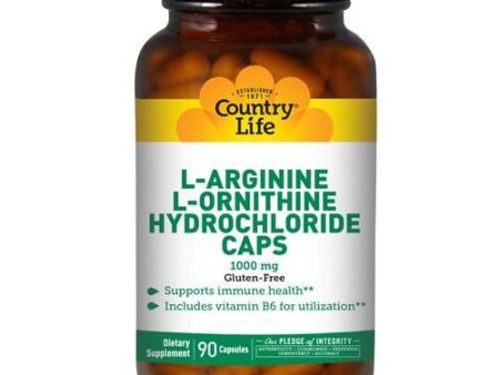 L-Arginine + L-Ornithine with B-6 90 Caps By Country Life on Sale